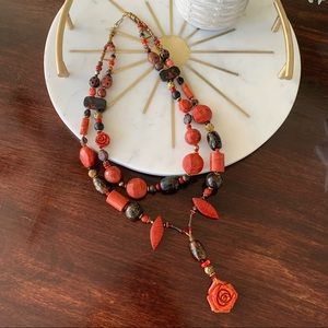 Red Jasper carved rose necklace